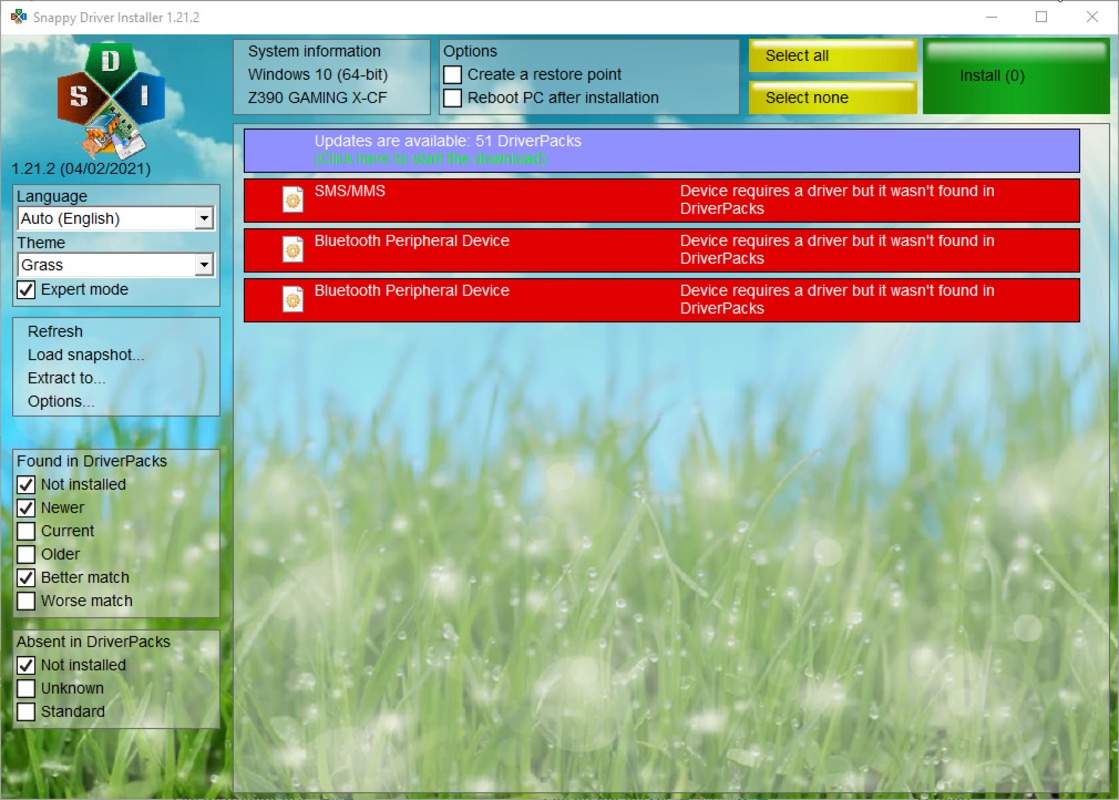 Snappy Driver Installer Origin settings and configuration panel
